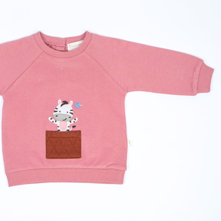 Zebra Brushed Fleece Sweatshirt - Beets - Crewneck Sweatshirt