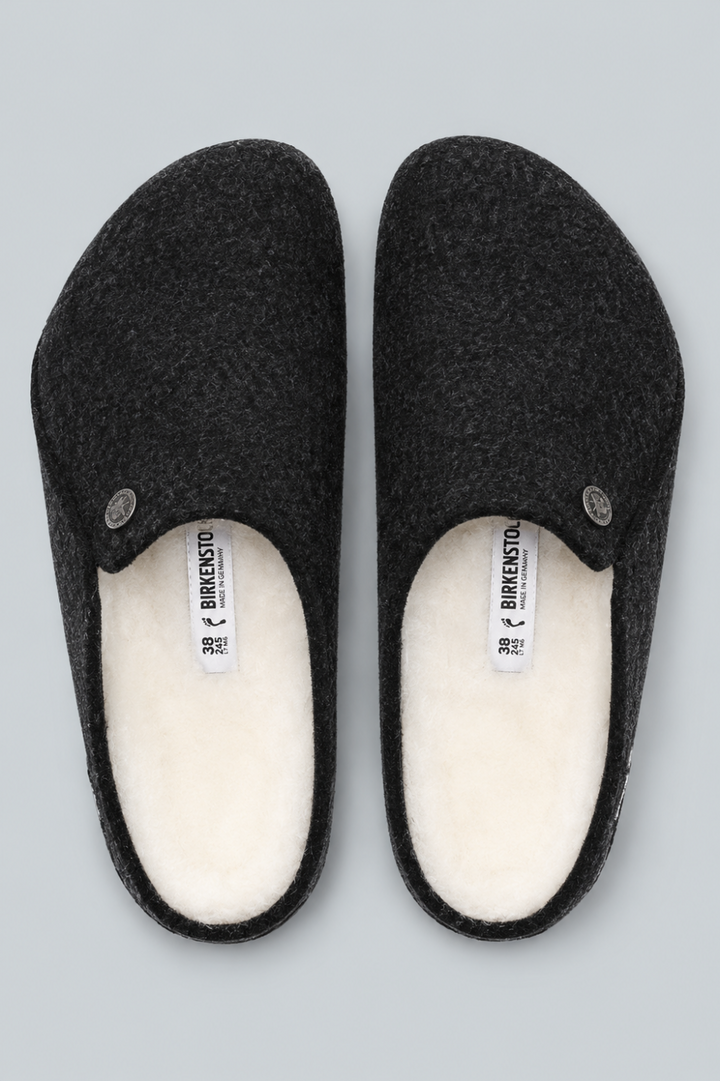 Zermatt Rivet Shearling Wool Sandals - Anthracite Gray - UK 10.5 - Sandal