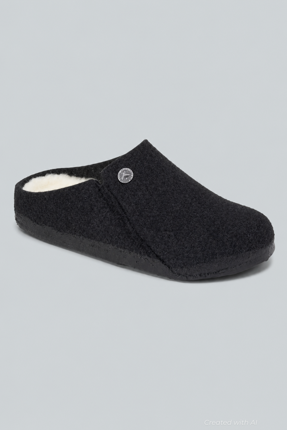 Zermatt Rivet Shearling Wool Sandals - Anthracite Gray - UK 10.5 - Sandal