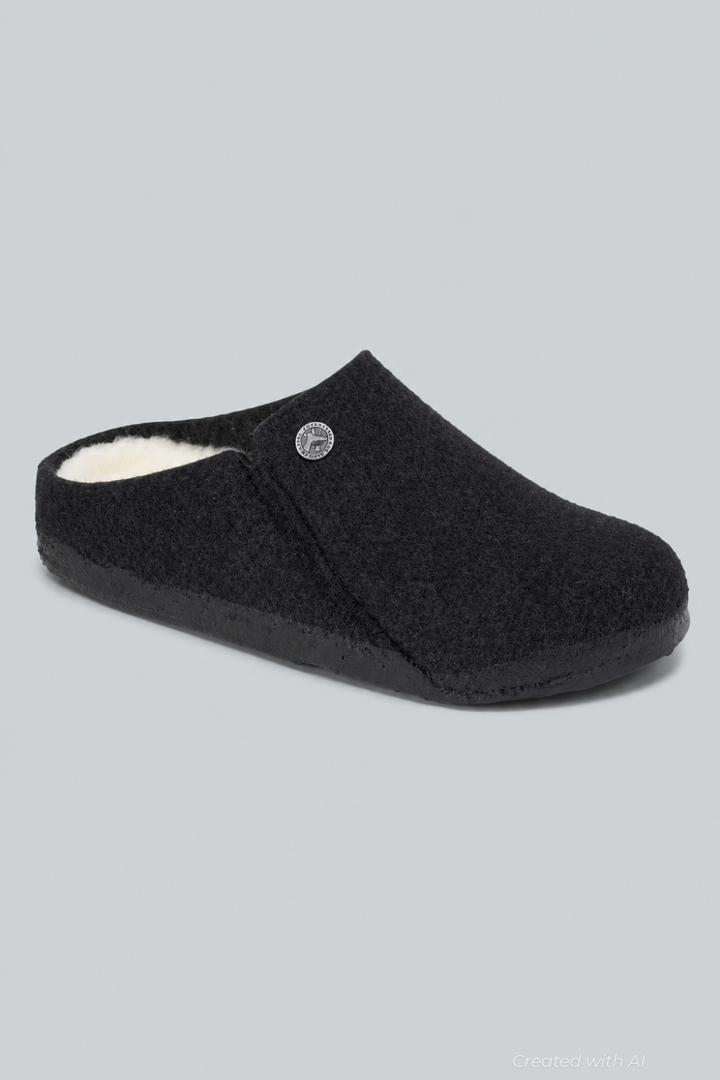 Zermatt Rivet Shearling Wool Sandals - Anthracite Gray - UK 10.5 - Sandal