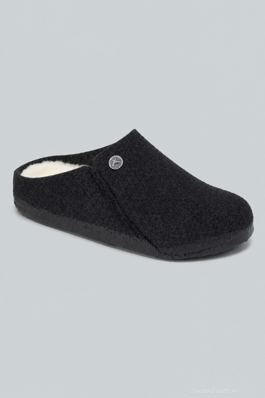 Zermatt Rivet Shearling Wool Sandals - Anthracite Gray - UK 10.5 - Sandal