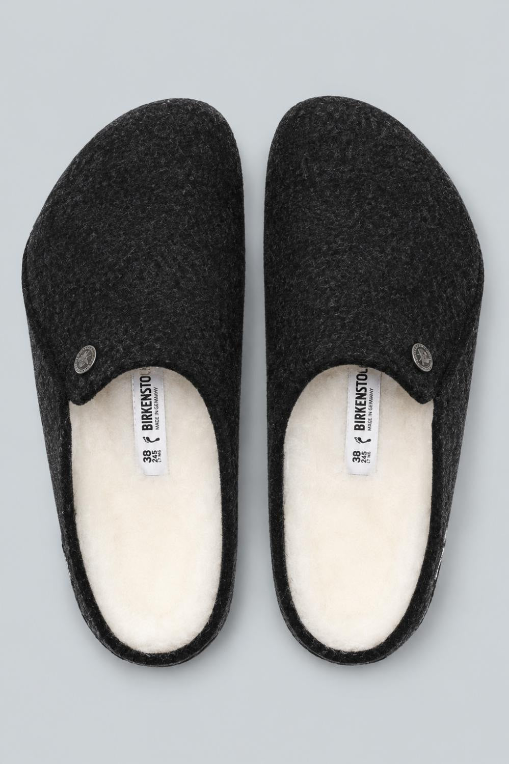 Zermatt Rivet Shearling Wool Sandals - Anthracite Gray - UK 10.5 - Sandal