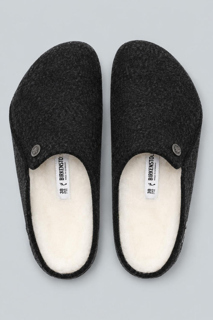 Zermatt Rivet Shearling Wool Sandals - Anthracite Gray - UK 10.5 - Sandal