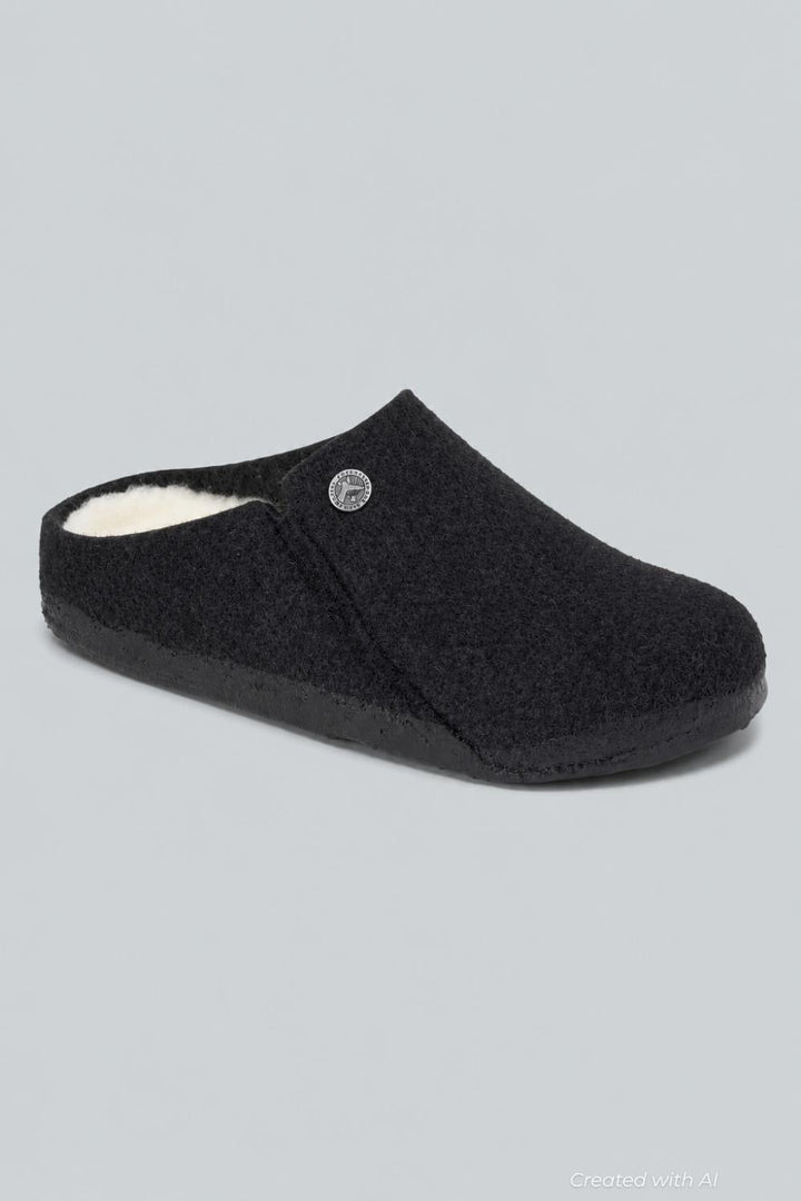 Zermatt Rivet Shearling Wool Sandals - Anthracite Gray - UK 10.5 - Sandal
