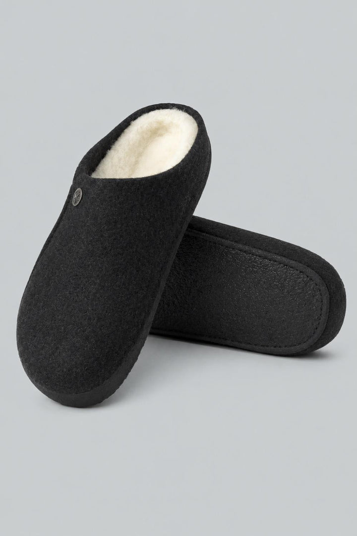 Zermatt Rivet Shearling Wool Sandals - Anthracite Gray - UK 10.5 - Sandal