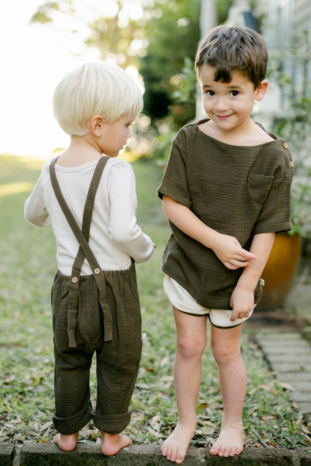 Cross Back Overall - Moss