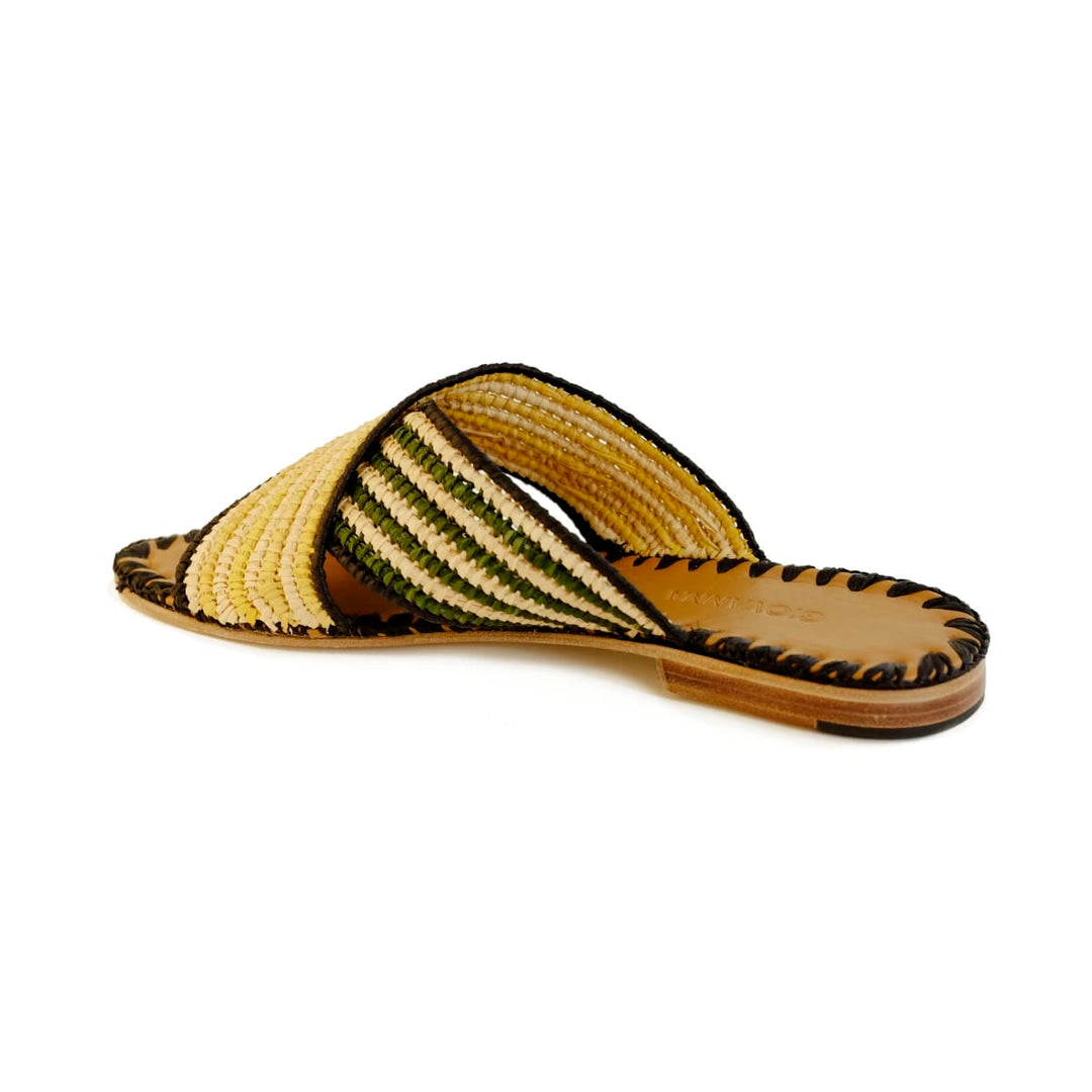 Juno Striped Slide Lemon - Sandal