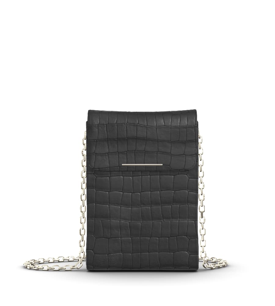 Vivo Crossbody with Chain Strap - Onyx Reptile
