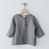The Muslin Henley - Lead Gray