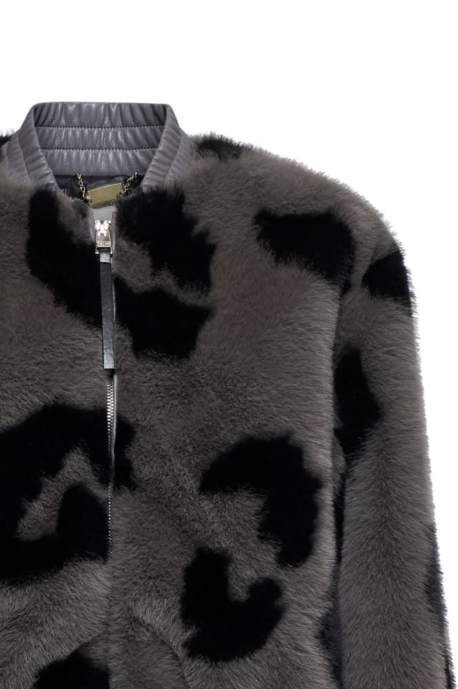 Zip Faux-fur Jacket - Steel Grey - Jacket