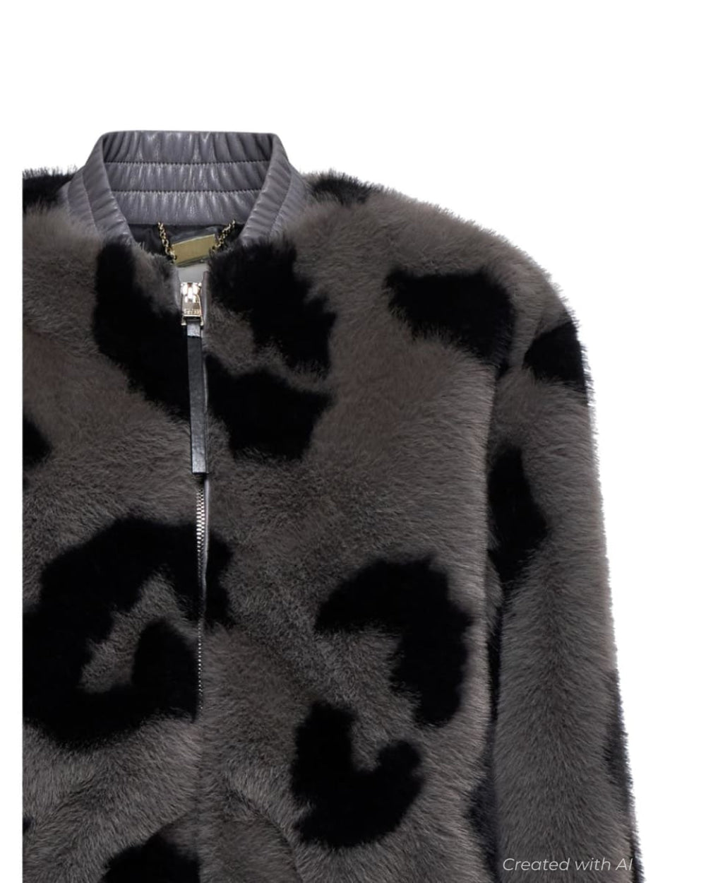 Zip Faux-fur Jacket - Steel Grey - Jacket