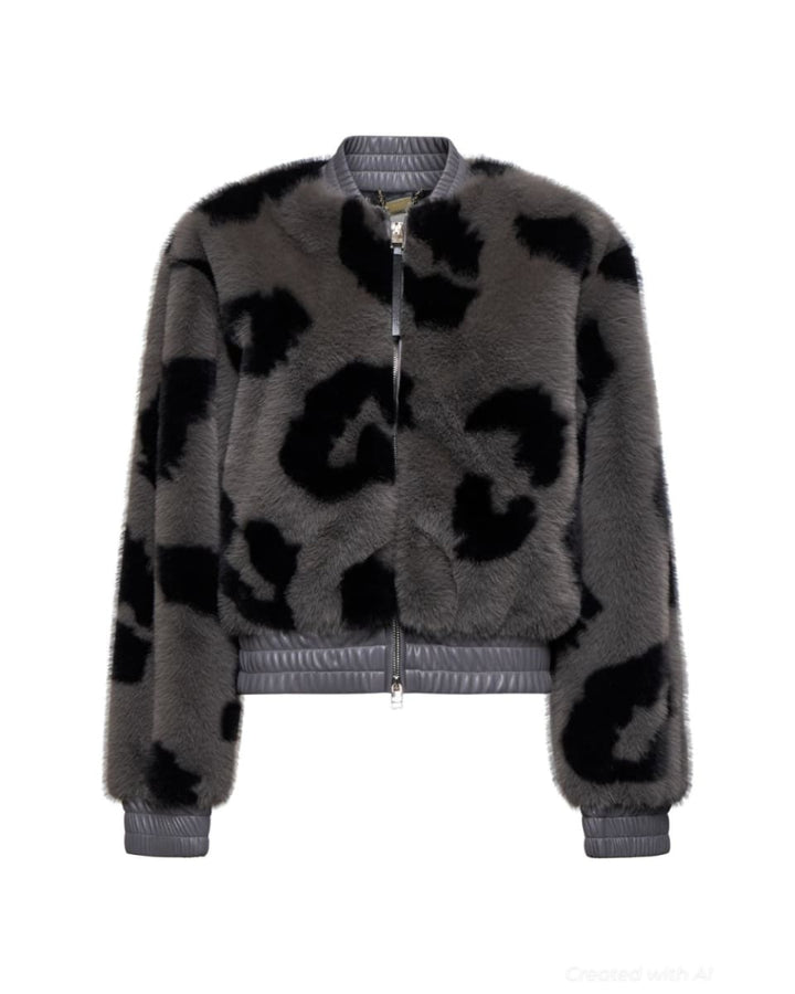 Zip Faux-fur Jacket - Steel Grey - Jacket