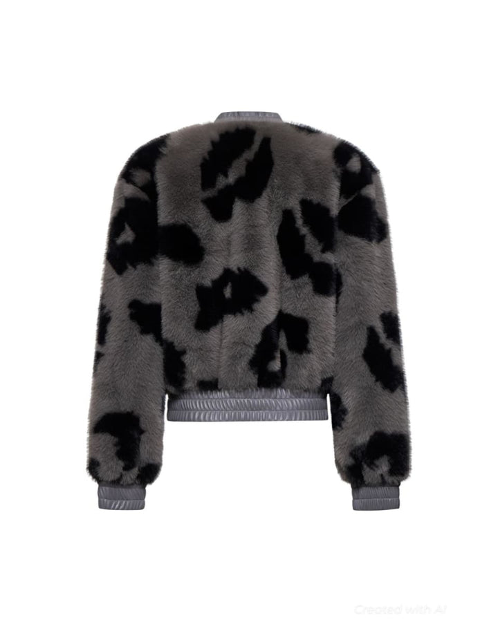 Zip Faux-fur Jacket - Steel Grey - Jacket