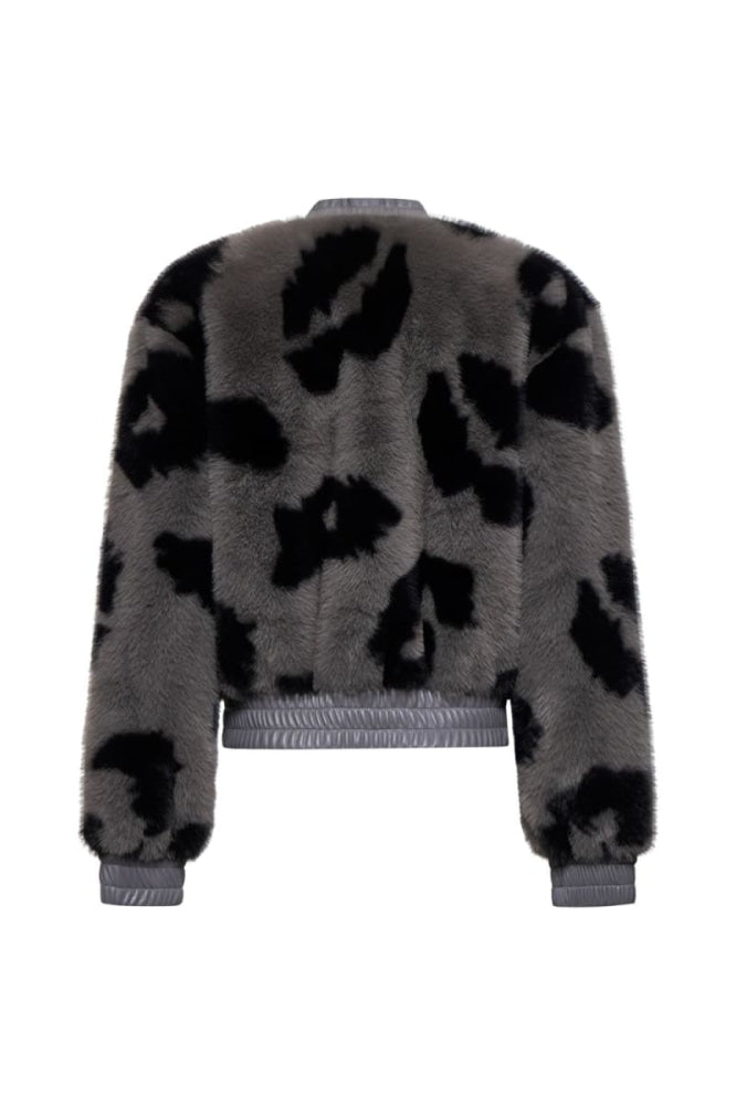 Zip Faux-fur Jacket - Steel Grey - Jacket