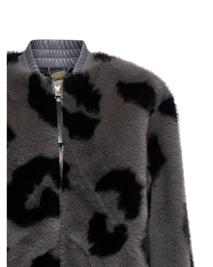 Zip Faux-fur Jacket - Steel Grey - Jacket