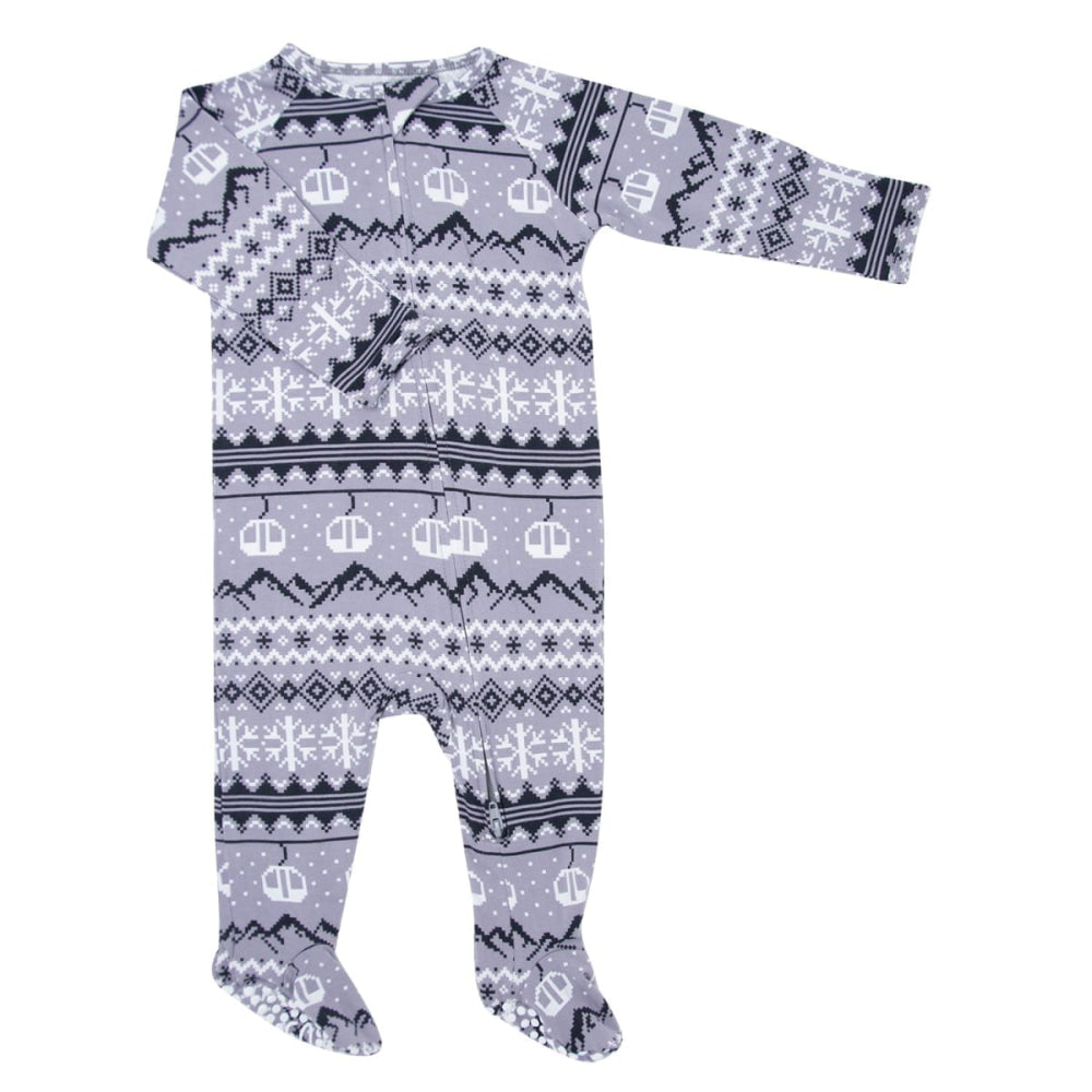 Zipper Footie - Fair Isle Ski Charcoal - footies - baby