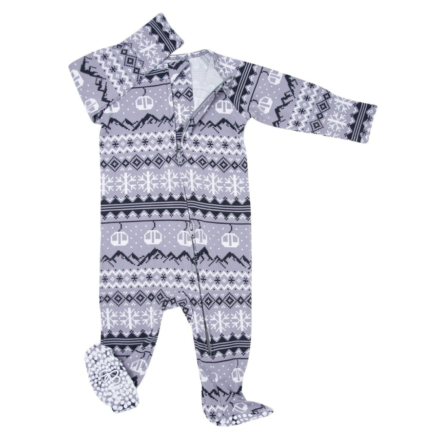 Zipper Footie - Fair Isle Ski Charcoal - footies - baby