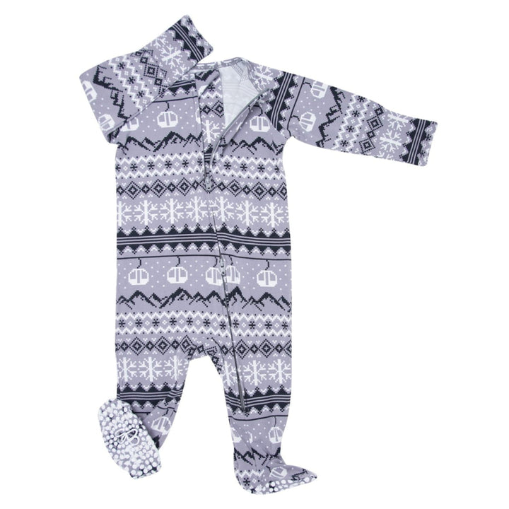 Zipper Footie - Fair Isle Ski Charcoal - footies - baby