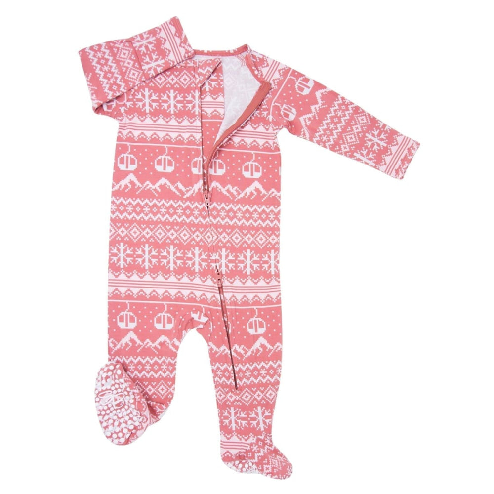 Zipper Footie - Fair Isle Ski Pink - Footies