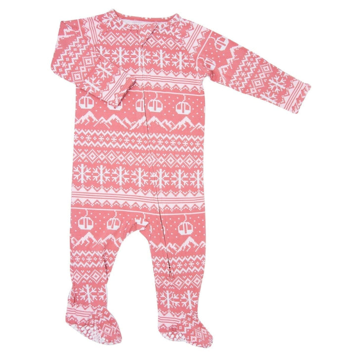 Zipper Footie - Fair Isle Ski Pink - Footies