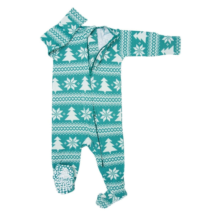Zipper Footie - Fair Isle Trees - Footies