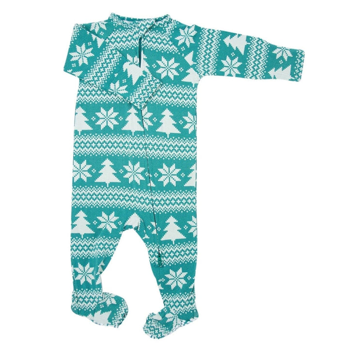 Zipper Footie - Fair Isle Trees - Footies