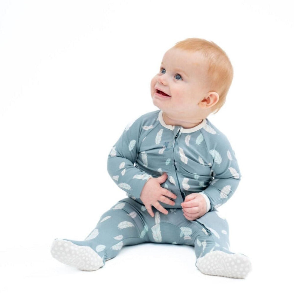 Zipper Footie - Feathers - Newborn - Onesie