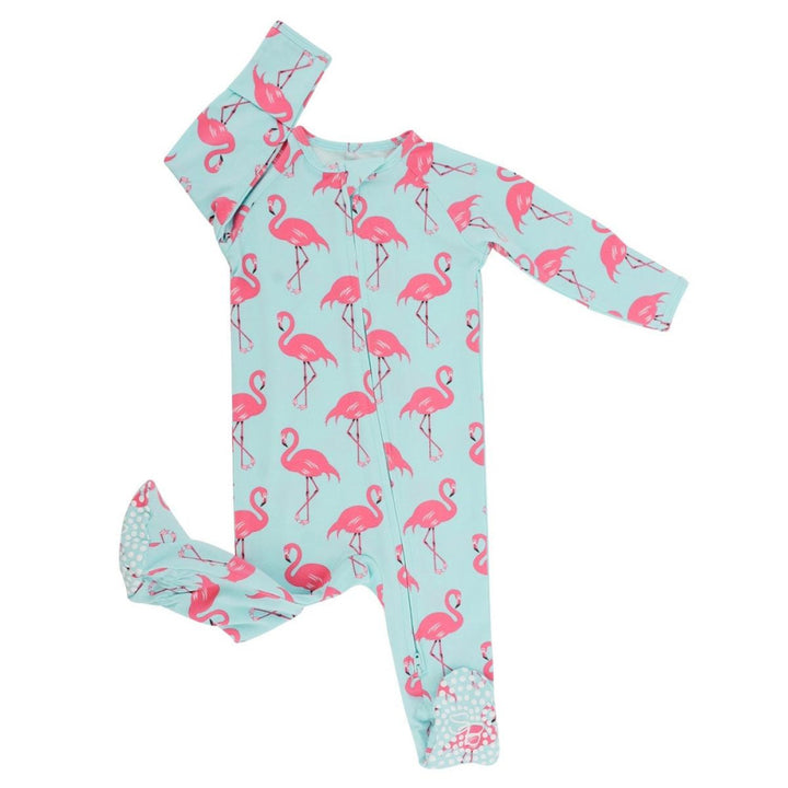 Zipper Footie - Flamingo Aqua - Onesie