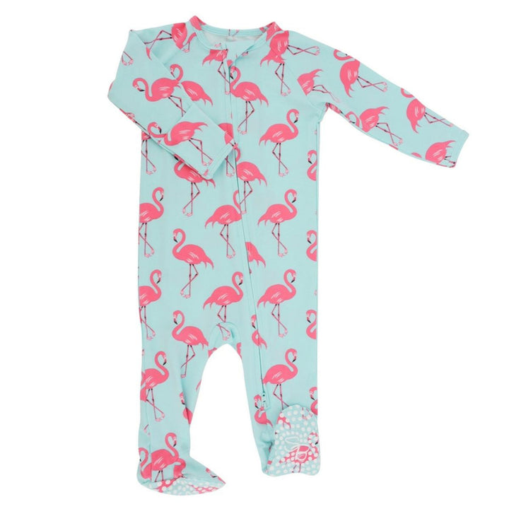 Zipper Footie - Flamingo Aqua - Onesie
