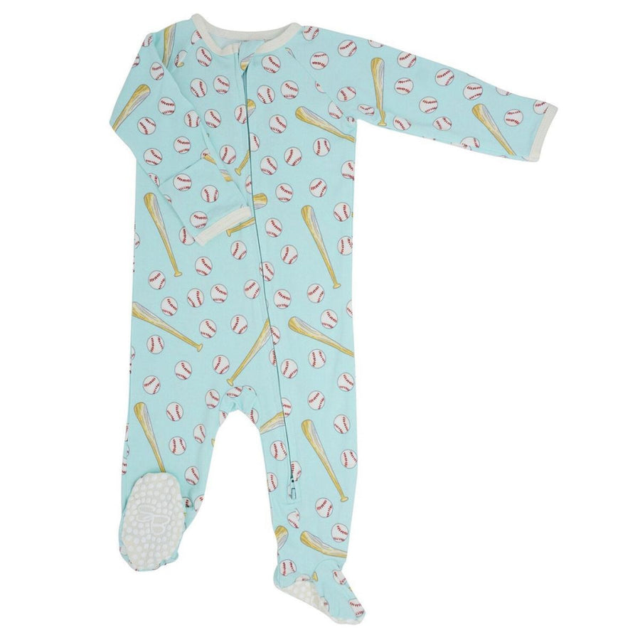 Zipper Footie - Little Slugger Aqua - Onesie