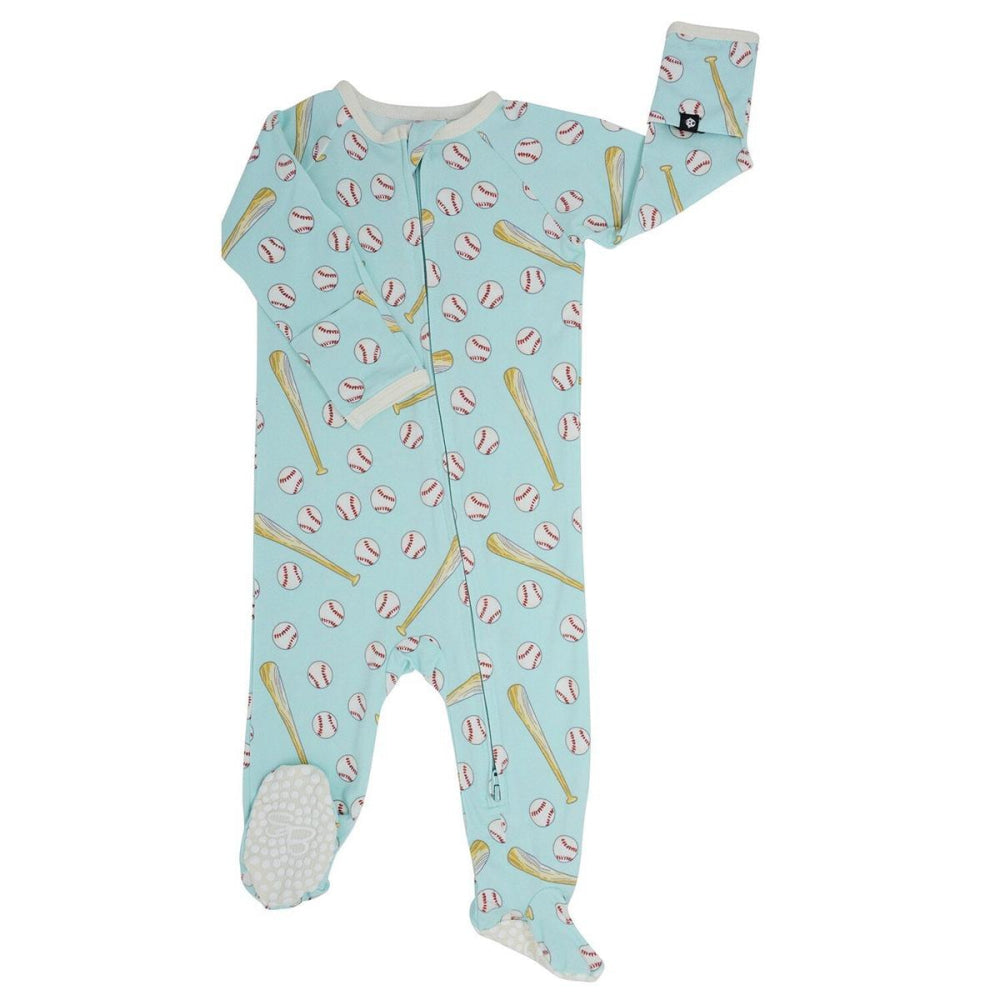 Zipper Footie - Little Slugger Aqua - Onesie