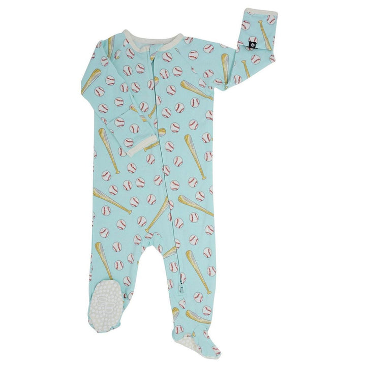 Zipper Footie - Little Slugger Aqua - Onesie