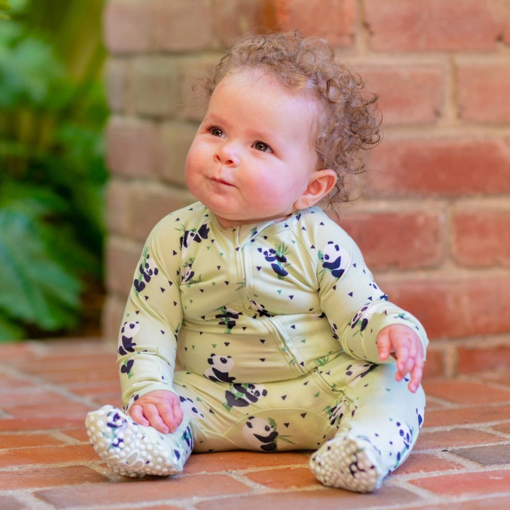Zipper Footie - Panda Mint - Onesie