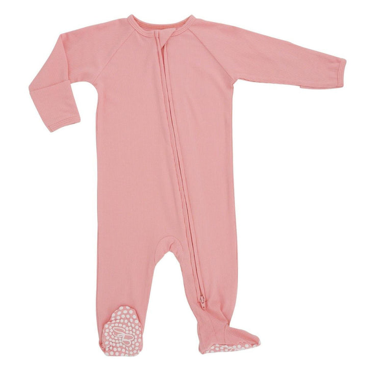 Zipper Footie - Pink Icing Ribbed - Onesie