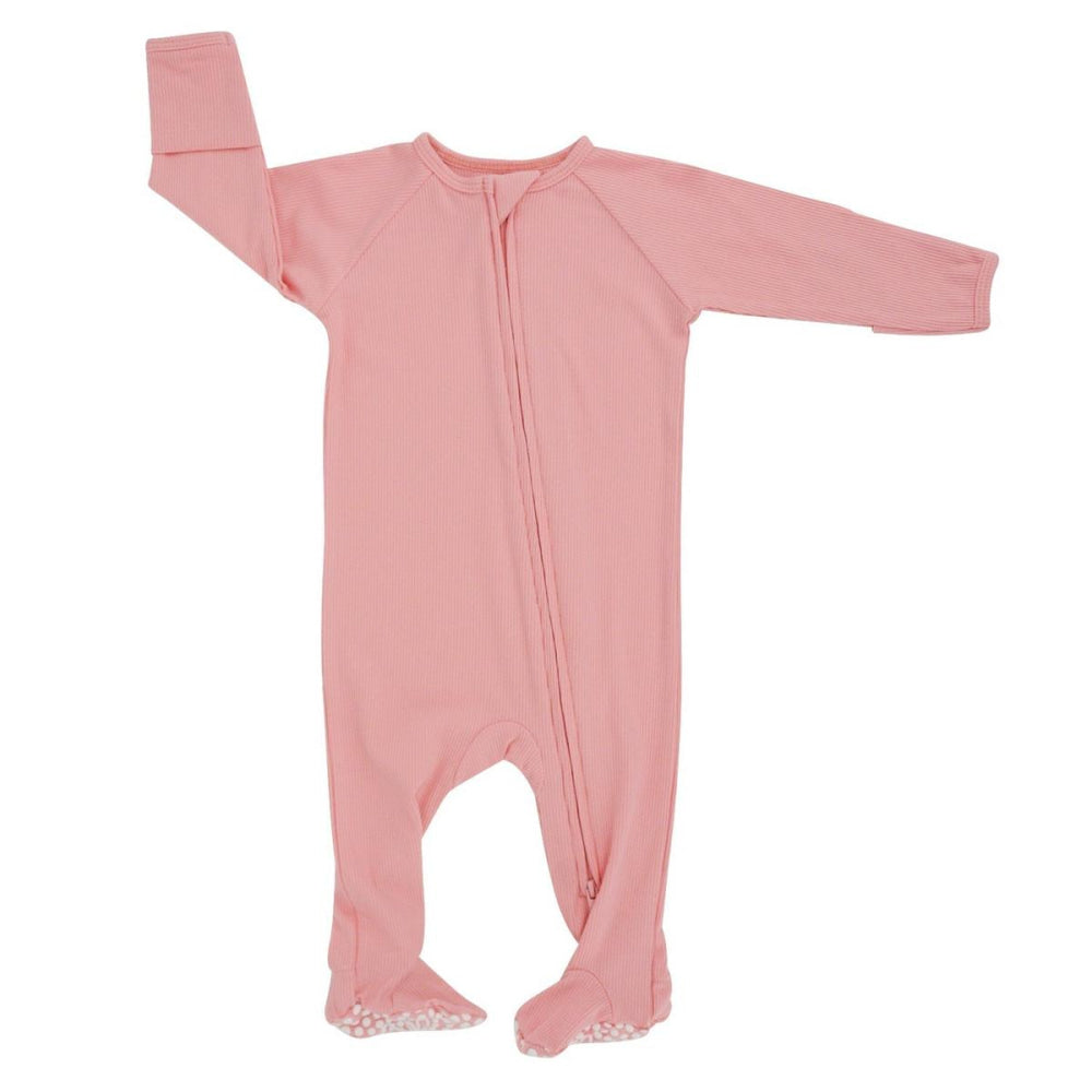 Zipper Footie - Pink Icing Ribbed - Onesie