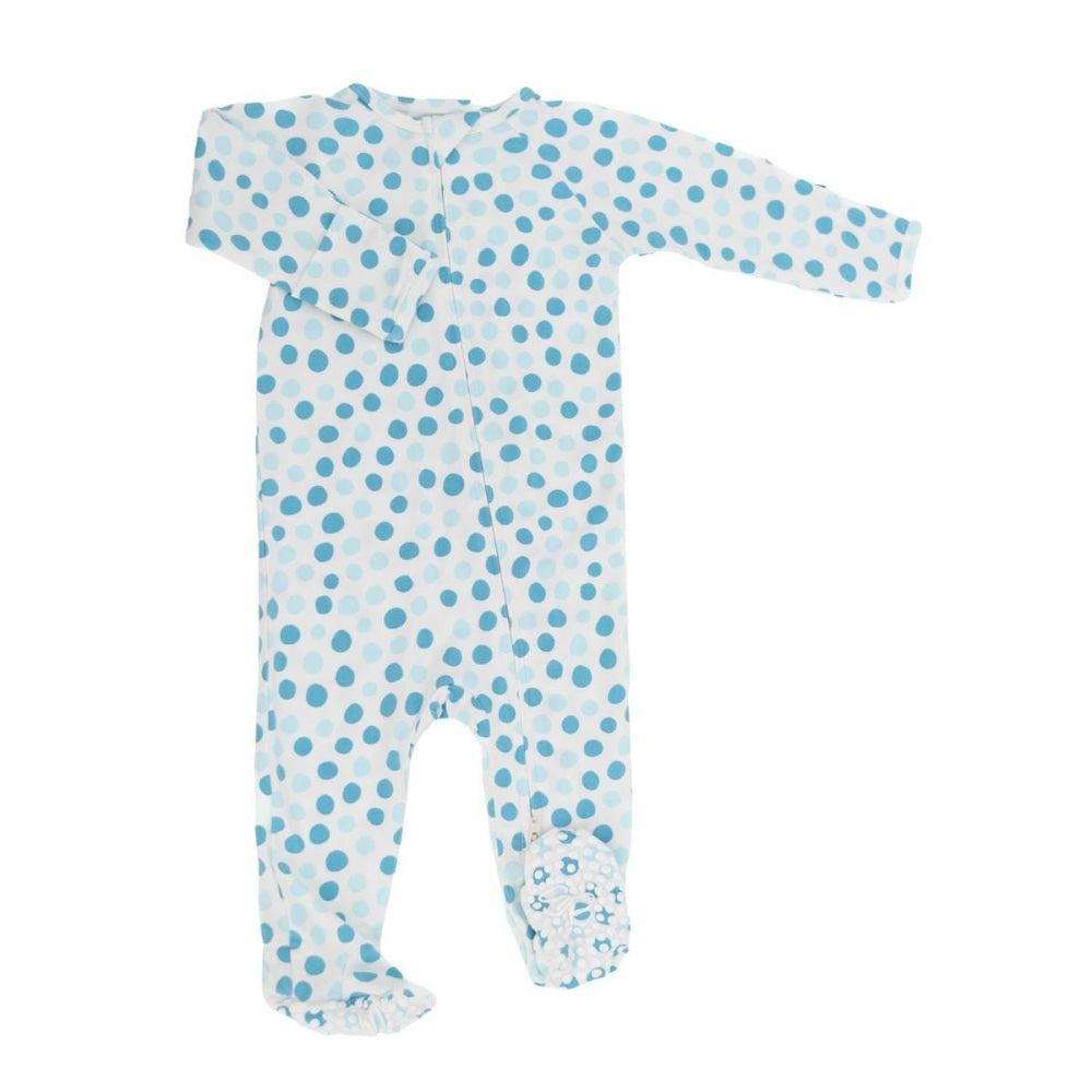 Zipper Footie - Polka Dot Blue - Onesie