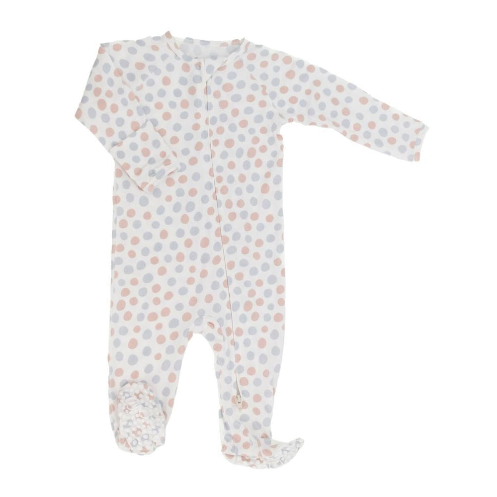 Zipper Footie - Polka Dot Grey - Onesie