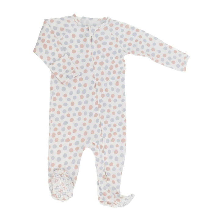 Zipper Footie - Polka Dot Grey - Onesie