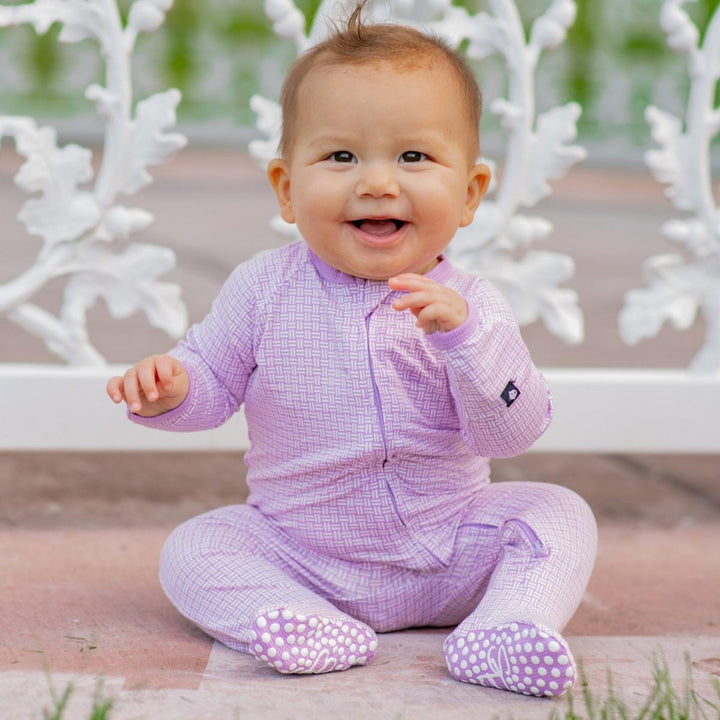 Zipper Footie - Purple Basketweave - Onesie