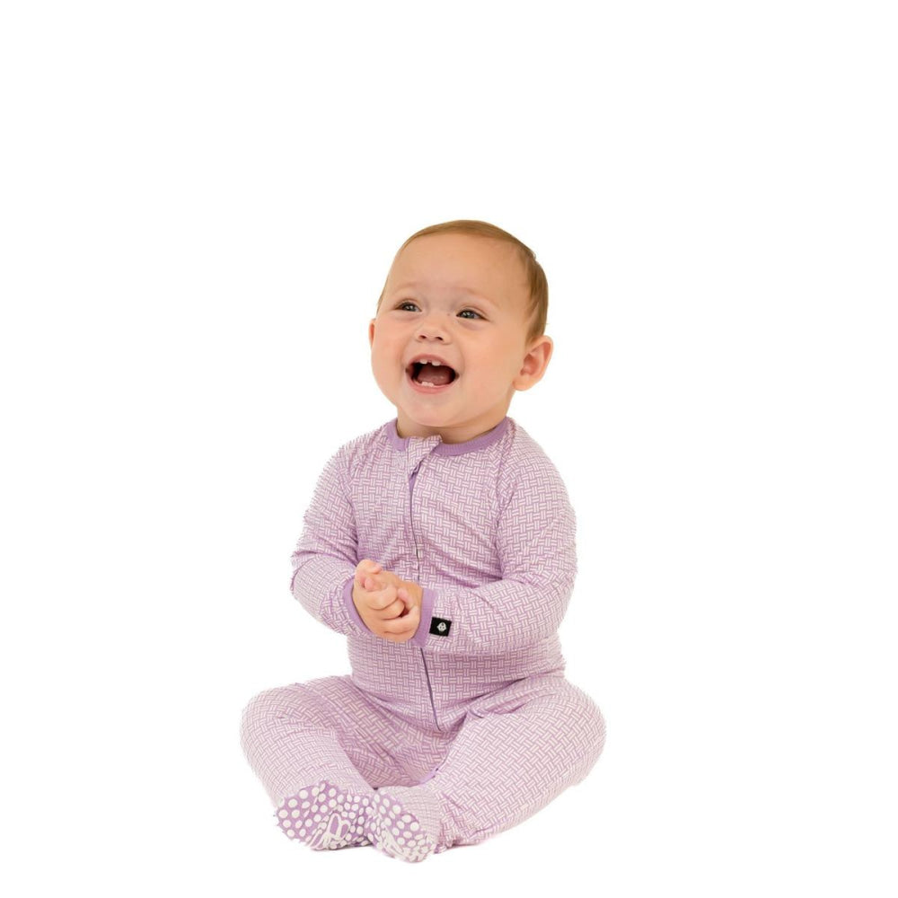Zipper Footie - Purple Basketweave - Onesie