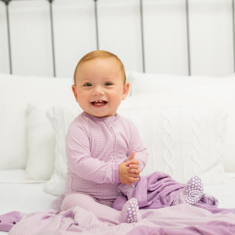 Zipper Footie - Purple Basketweave - Onesie