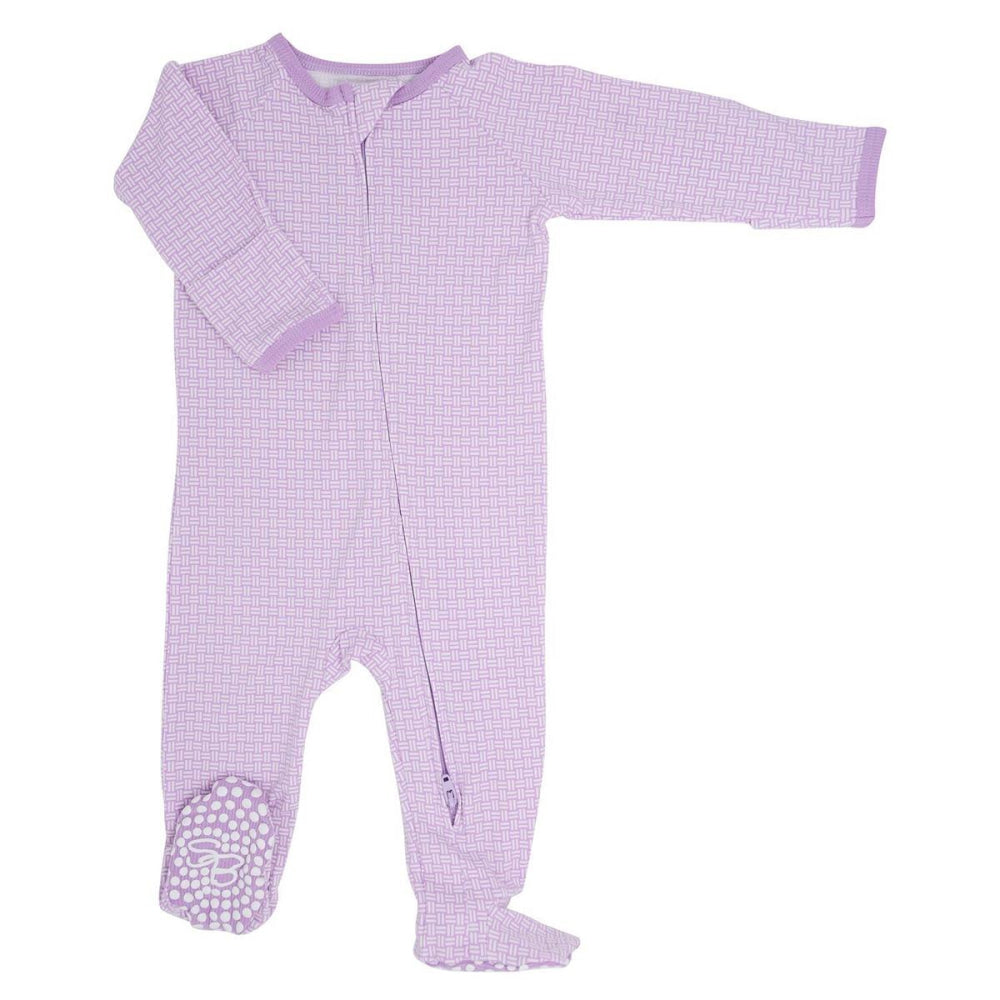 Zipper Footie - Purple Basketweave - Onesie