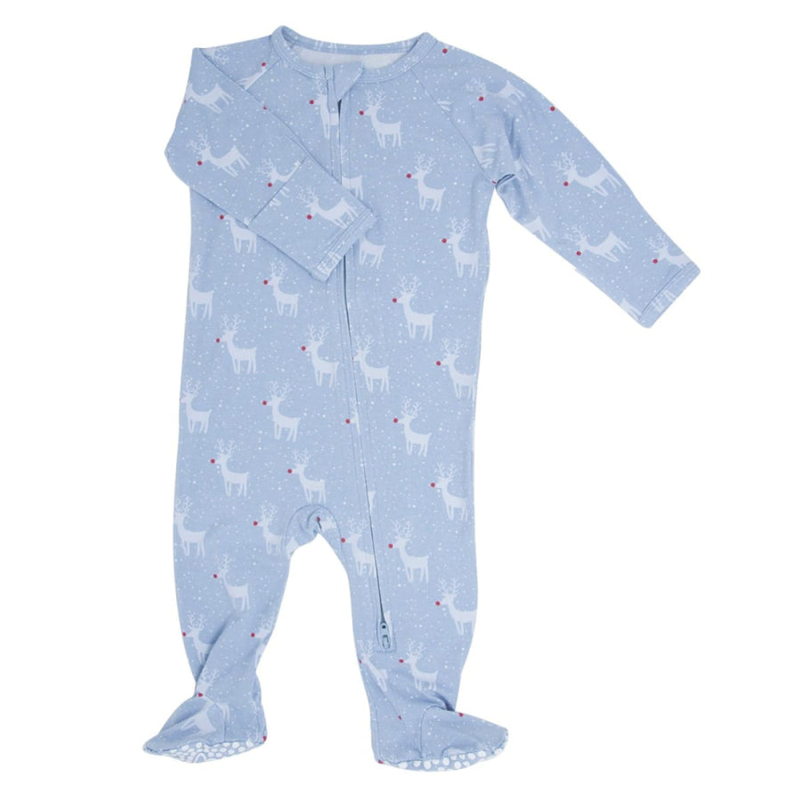Zipper Footie - Rudolph Blue - Onesie