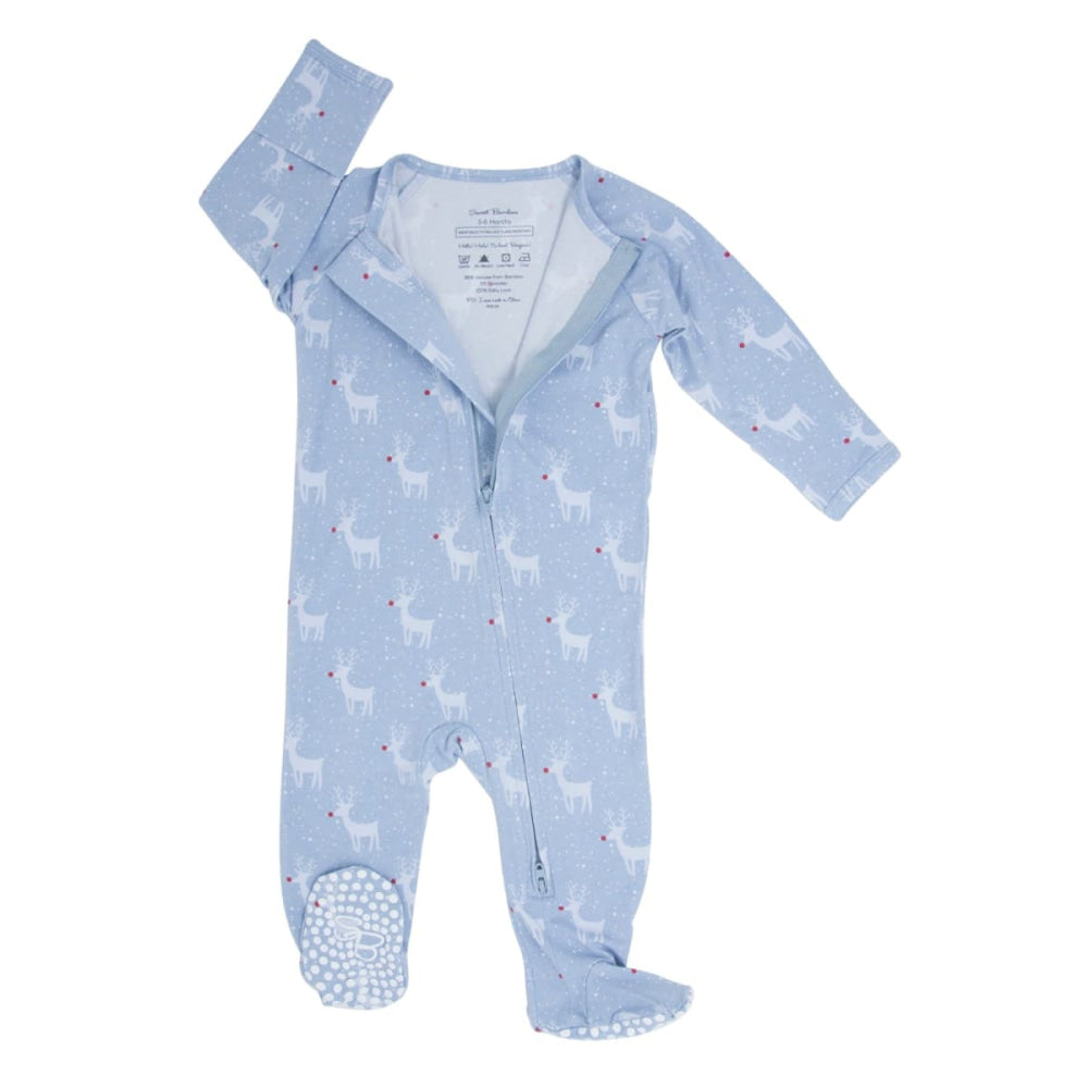 Zipper Footie - Rudolph Blue - Onesie