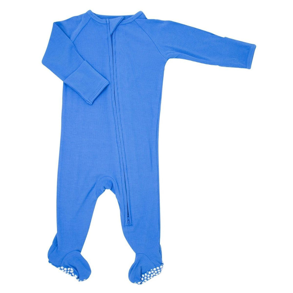 Zipper Footie - Sapphire Blue Ribbed - Onesie