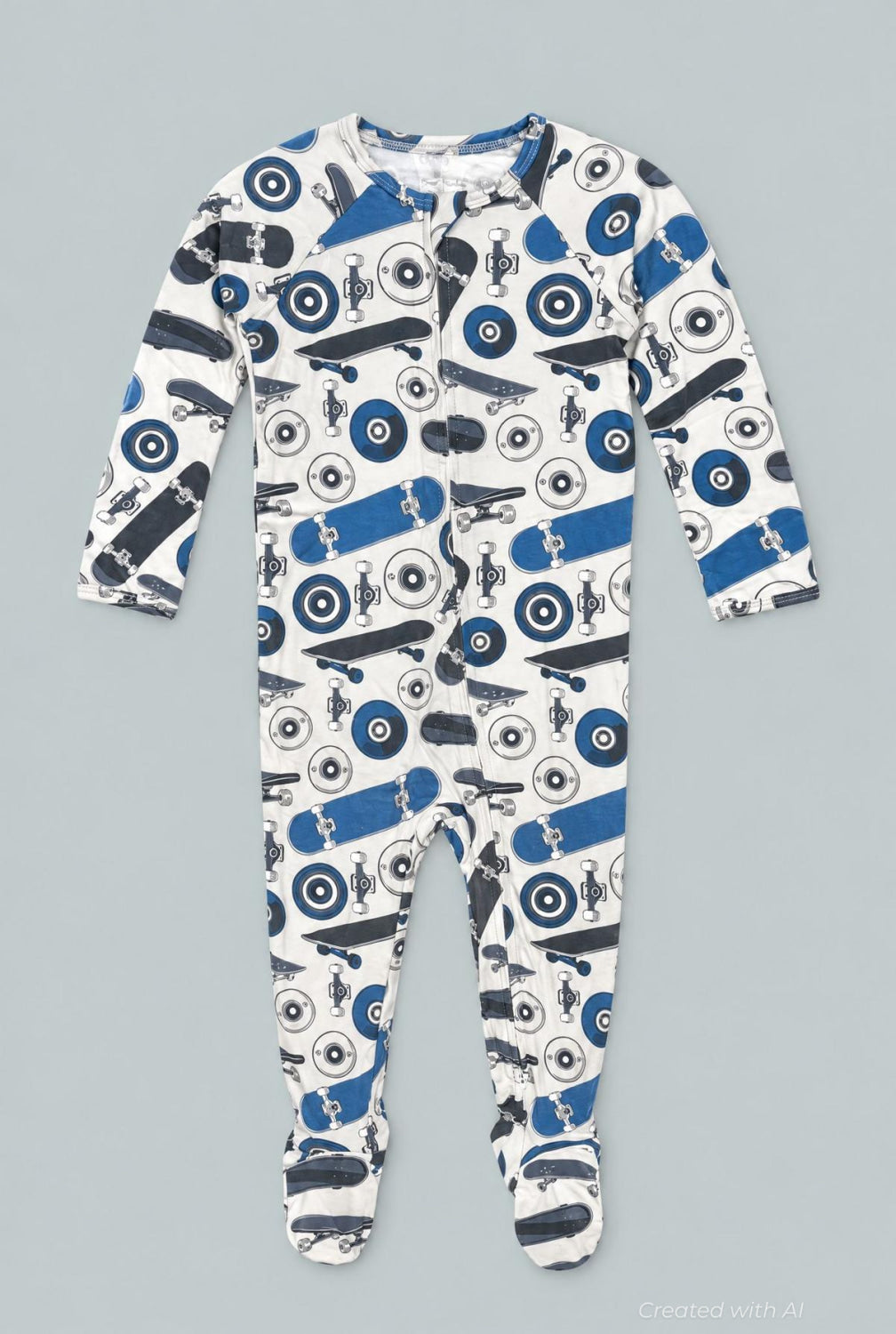 Zipper Footie Skateboarding - Ollie - Onesie