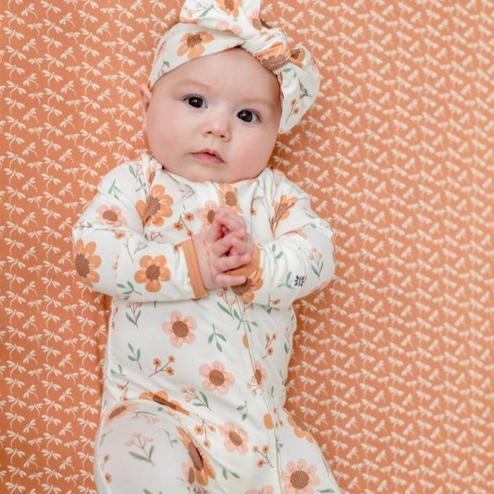Zipper Footie - Sunflower - onesie - baby