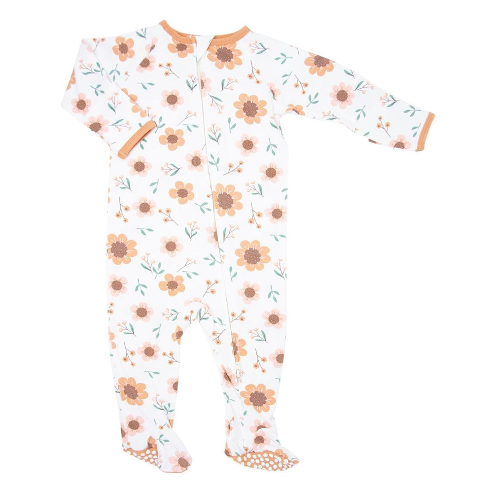 Zipper Footie - Sunflower - onesie - baby