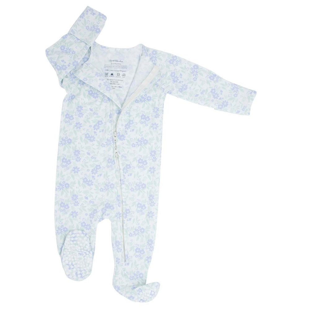 Zipper Footie - Vintage Flower Purple - Onesie