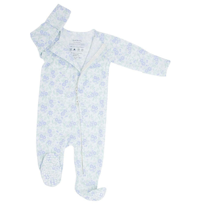 Zipper Footie - Vintage Flower Purple - Onesie